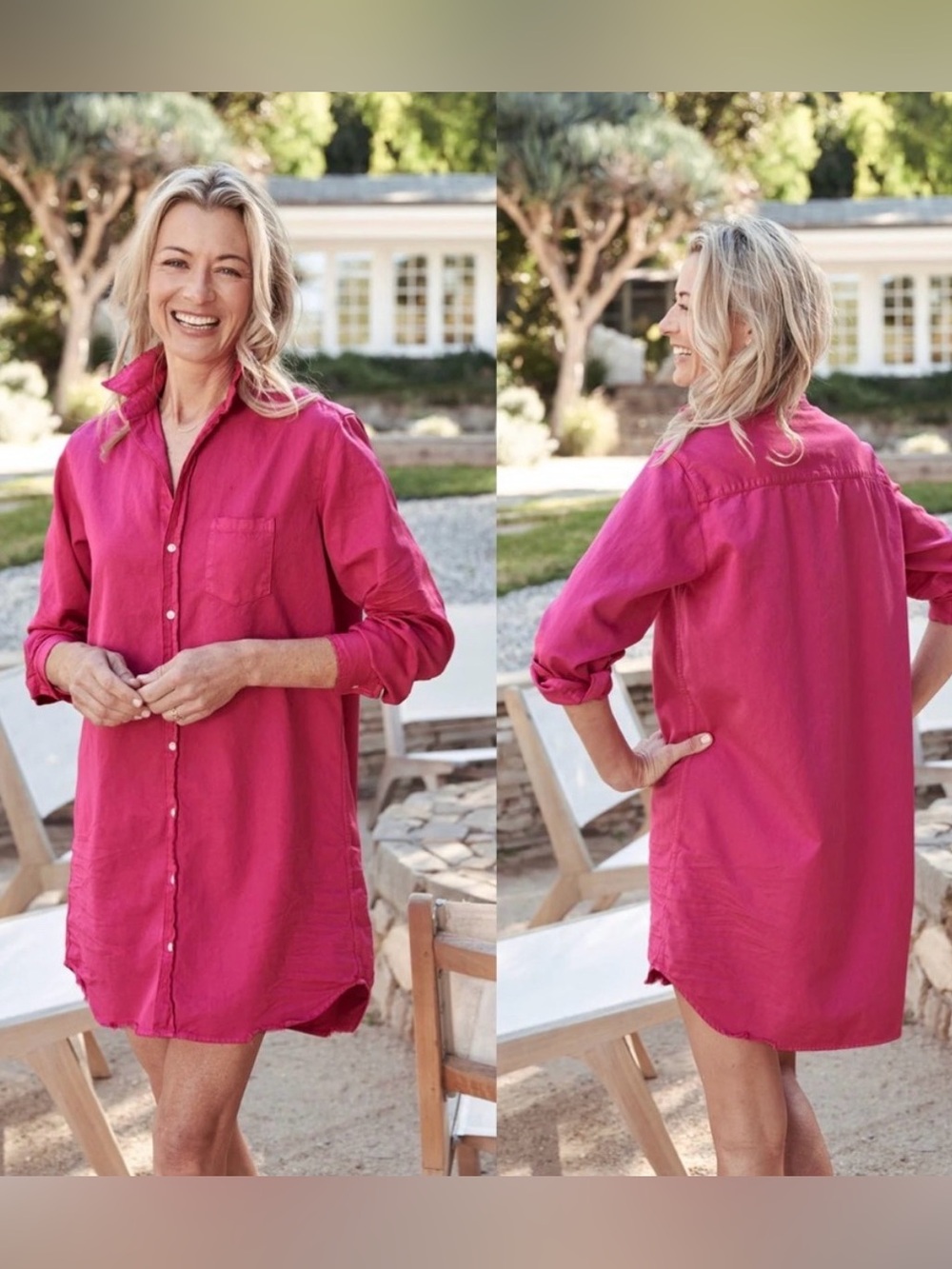 Frank & Eileen Mary Shirt Dress Magenta Pink Size Extra Small